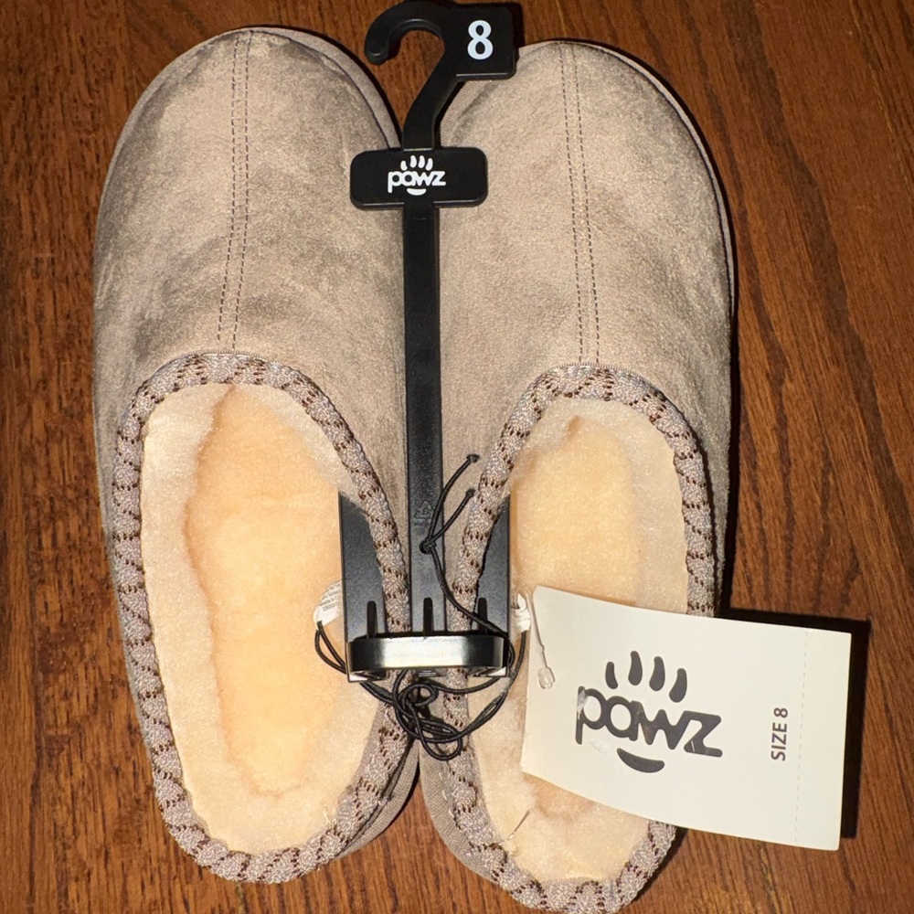 Pawz Women's Hazel Clogs Platform Faux Fur Slipper Stone shoes 8 Indoor Outdoor